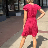 Eyelet Ruffle Sleeve Hi Low Mini Dress