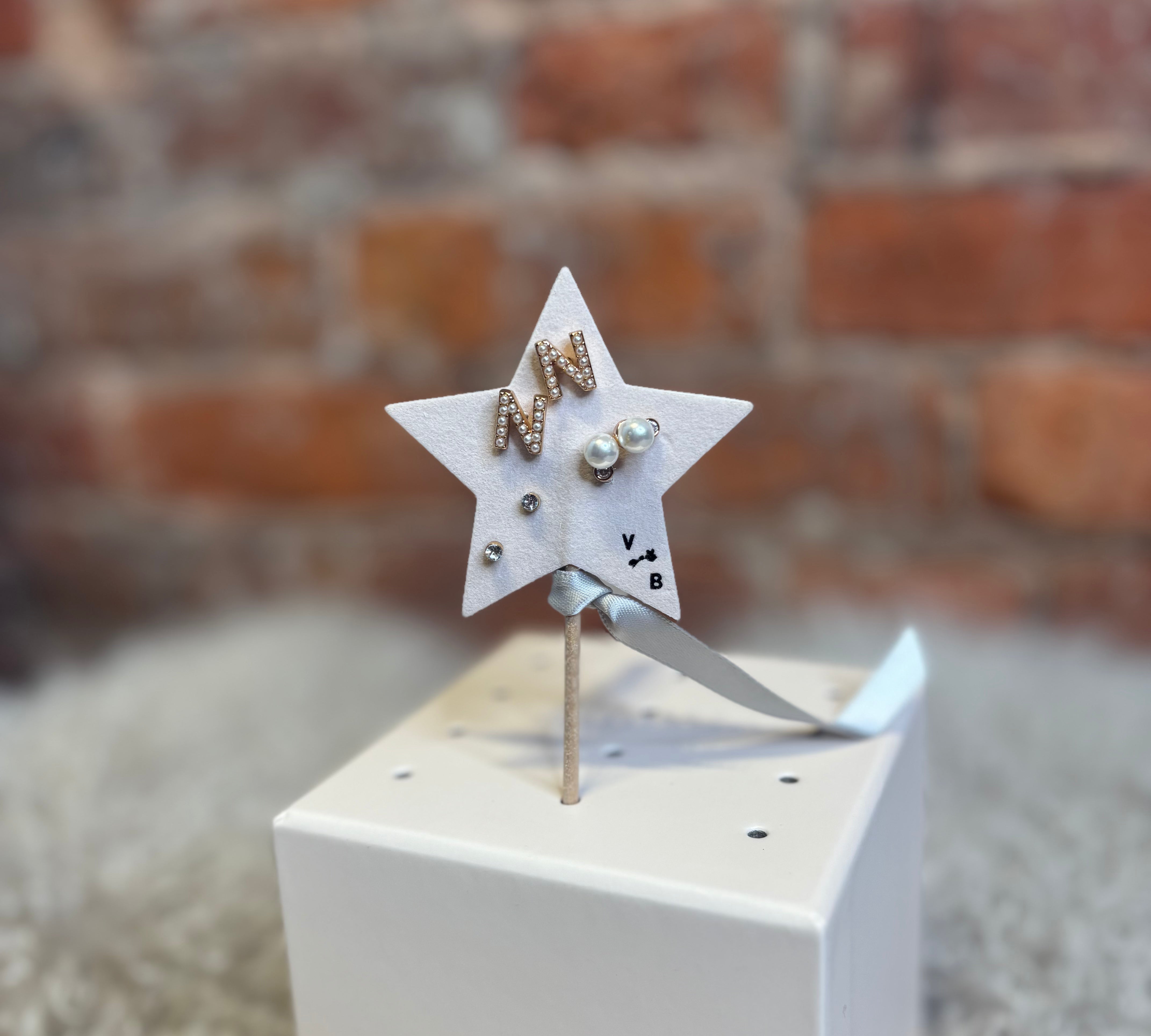 Mini Pearlie Initial Star Earring Set