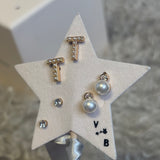Mini Pearlie Initial Star Earring Set