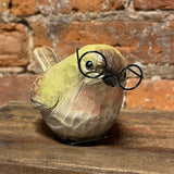 Resin Garden Bird w/Metal Glasses 5"