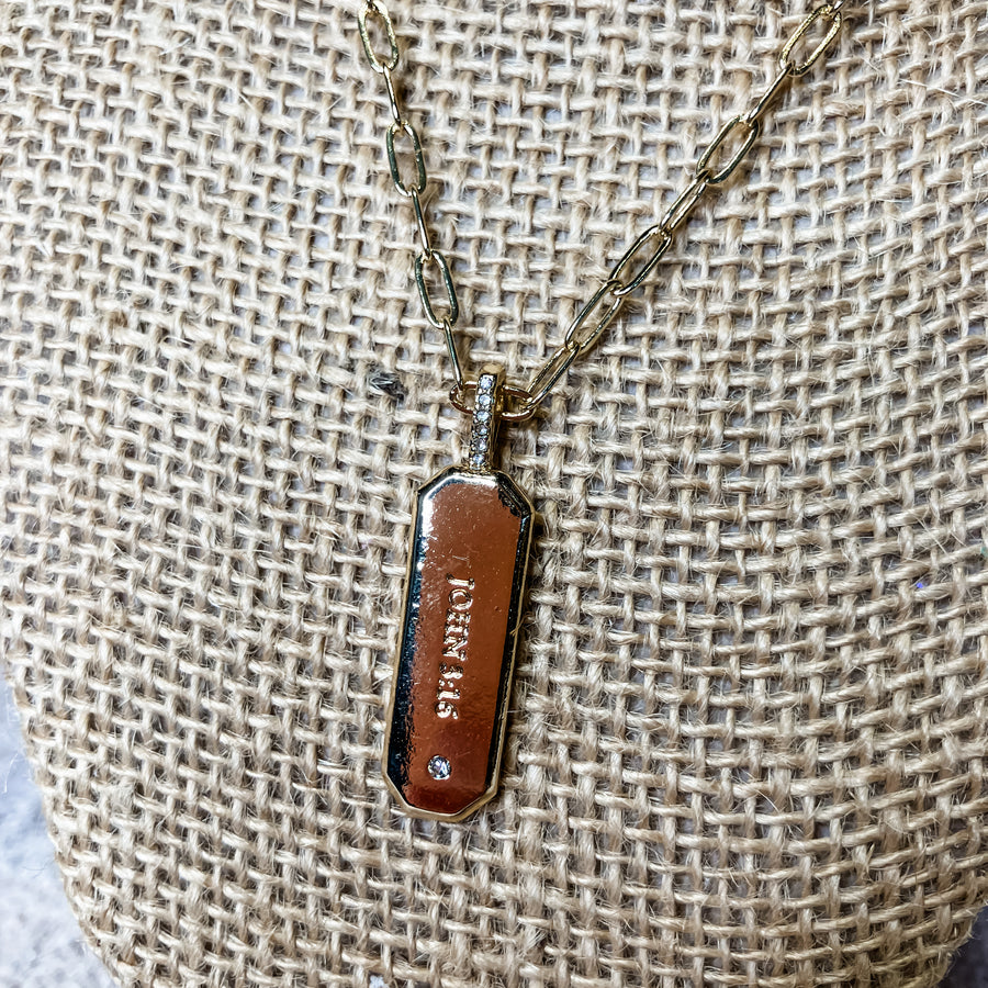 Gold Paperclip Chain John 3:16 Necklace