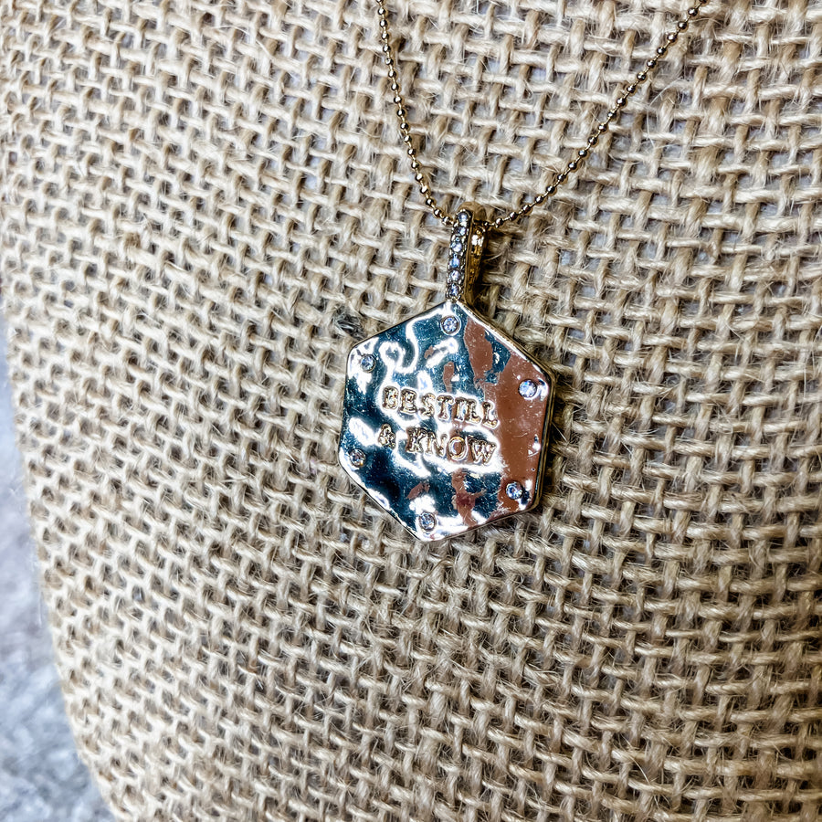 Gold Necklace w/Be Still & Know Pendant
