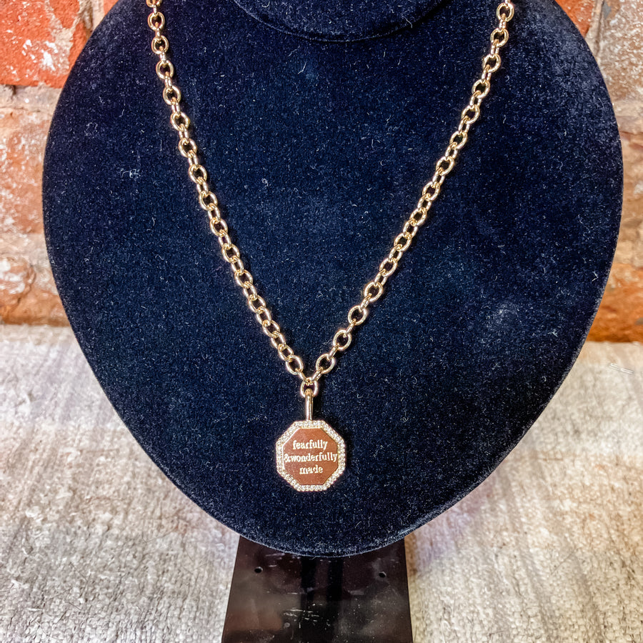 Gold Chain Necklace Fearfully Wonderfully Made Pendant