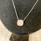 Silver Chain Necklace w/Rhinestone Pendant