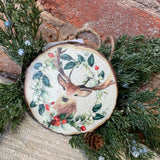 Holiday Stag Resin Wood Slice Orn 5.75”