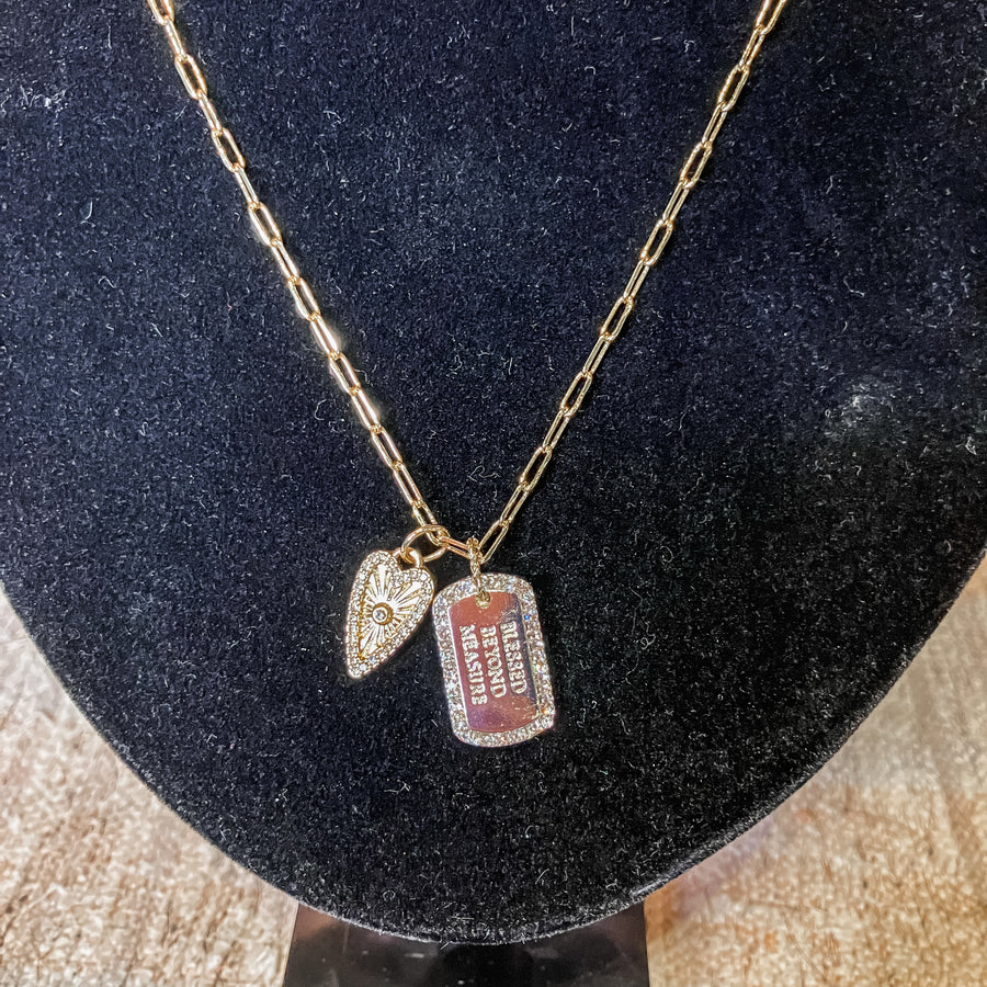 Gold Paperclip Chain Necklace Blessed Beyond Measure