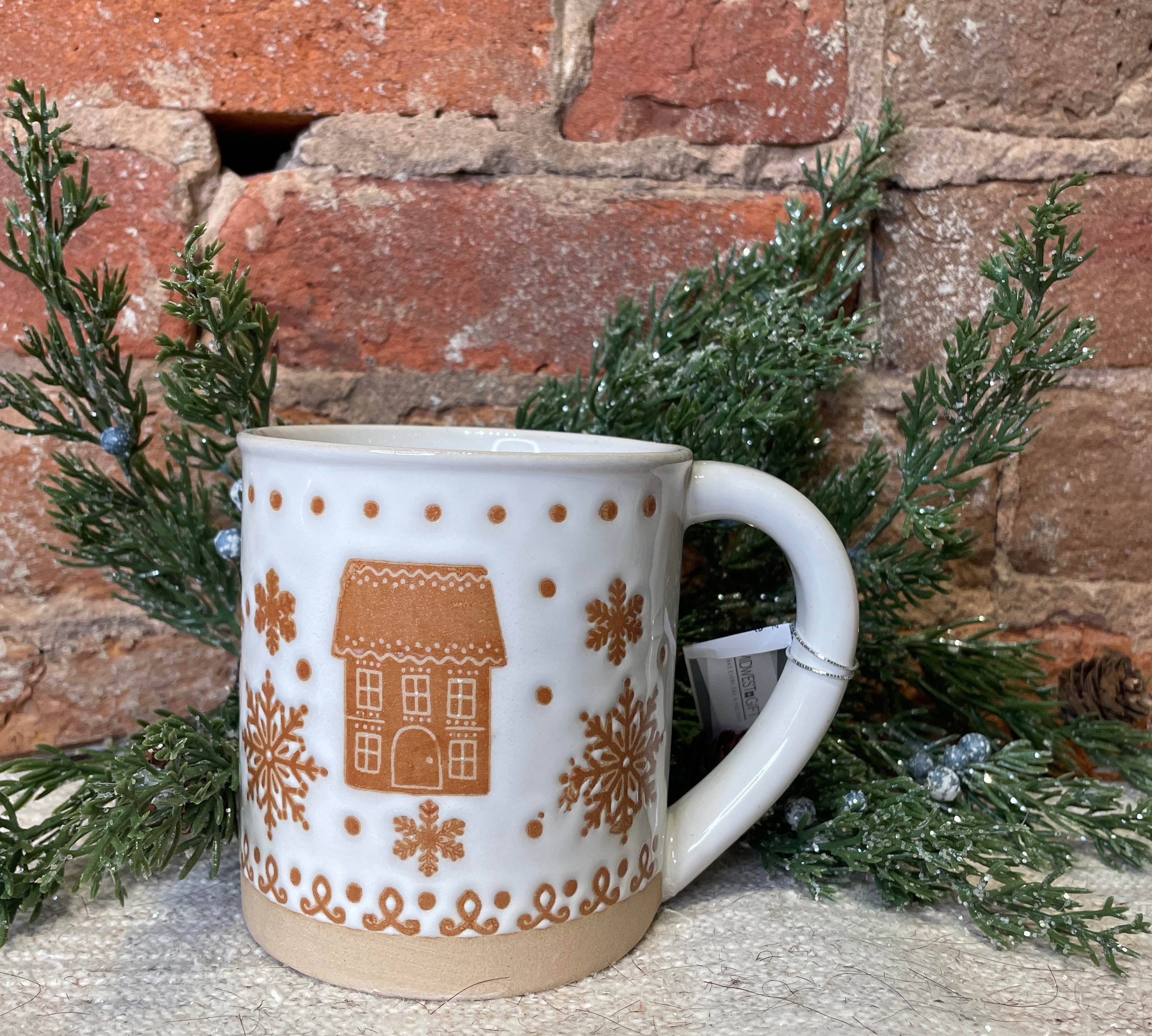 Ceramic Cream Gingerbread Mugs 15oz
