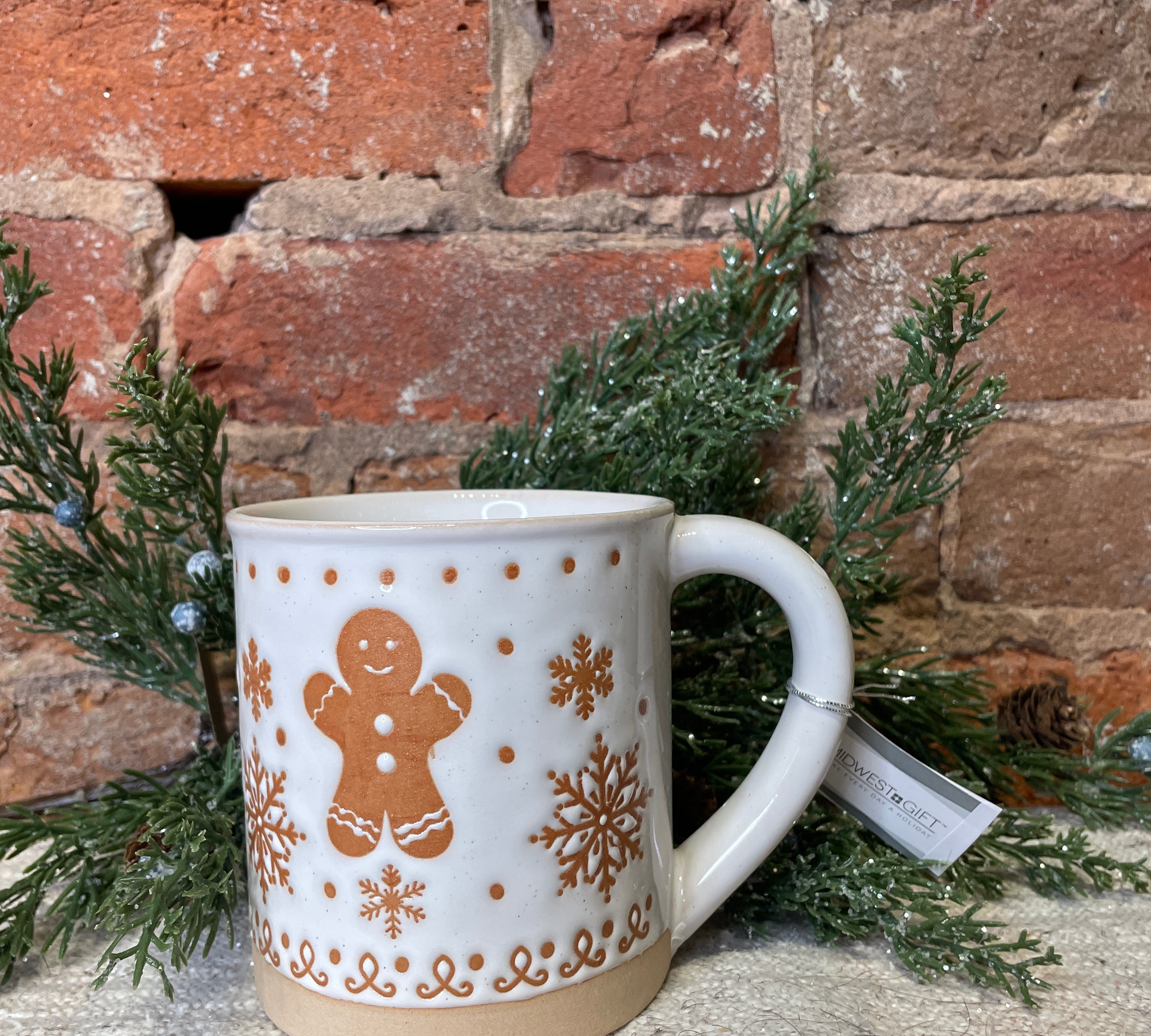 Ceramic Cream Gingerbread Mugs 15oz