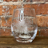 Fleur Etched Stemless Wine Glass