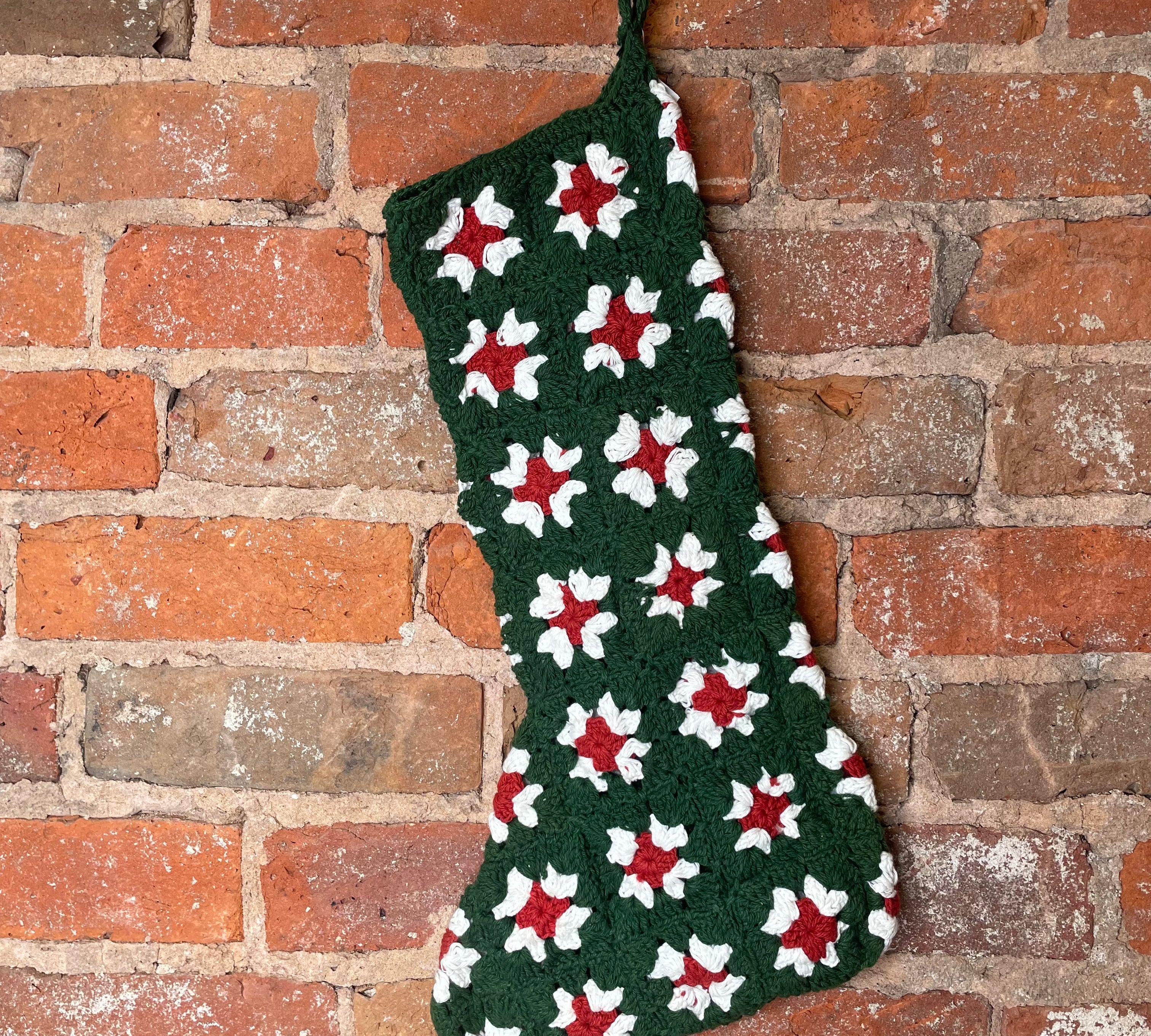 Knit Granny Square Stocking 18”