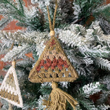 Crochet Tree w/ Wood Bead & Tassel Orn 4”