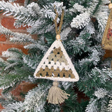 Crochet Tree w/ Wood Bead & Tassel Orn 4”