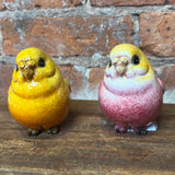 Pink/Yellow Sitting Parakeet 4"