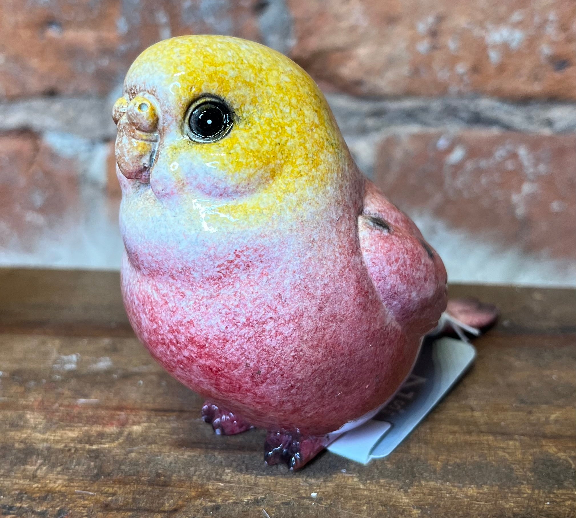 Pink/Yellow Sitting Parakeet 4"