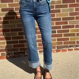 Vervet High Rise Single Cuff Ankle Straight Jeans