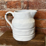 White Stoneware Pitcher 7"