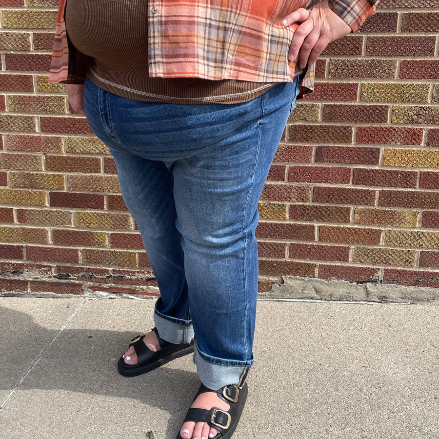 Plus Mid Rise Straight Leg Mica Jeans w/ Cuff