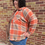 Plus Soft Woven Plaid Shirt w/ Front Pocket