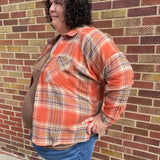 Plus Soft Woven Plaid Shirt w/ Front Pocket