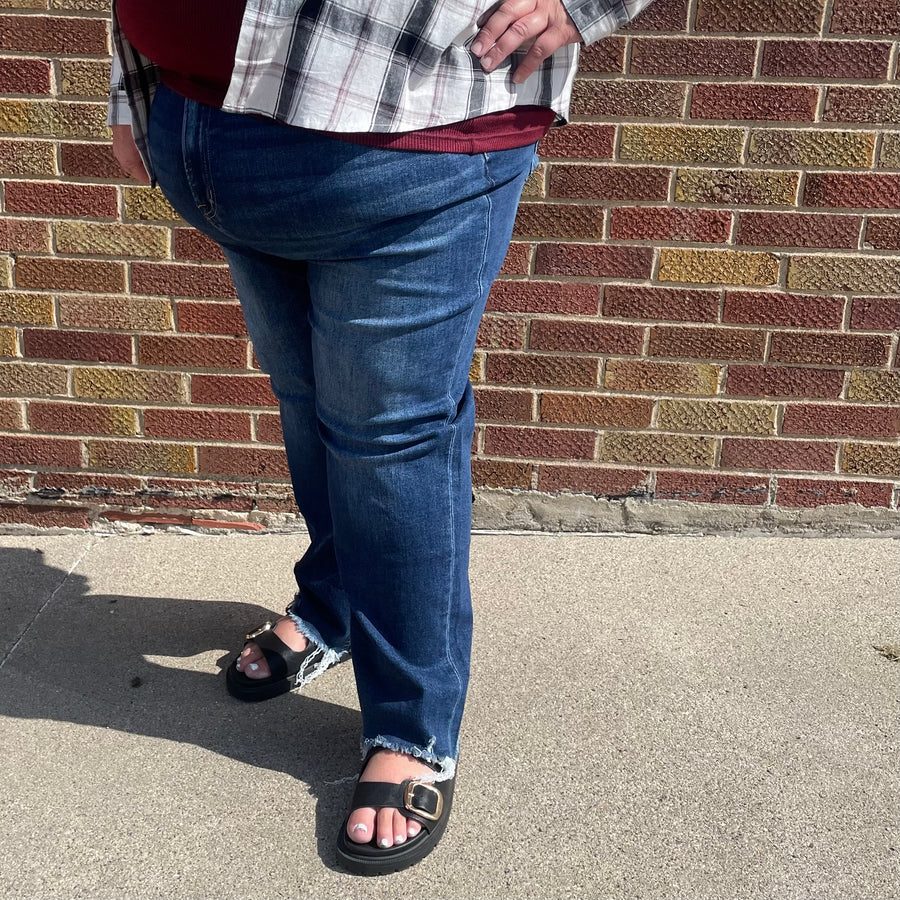 Plus Super High Straight Leg w/ Step Hem Mica Jeans