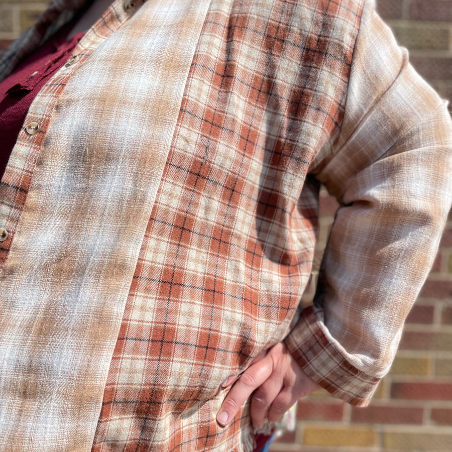 Plus Plaid Frayed Shirt