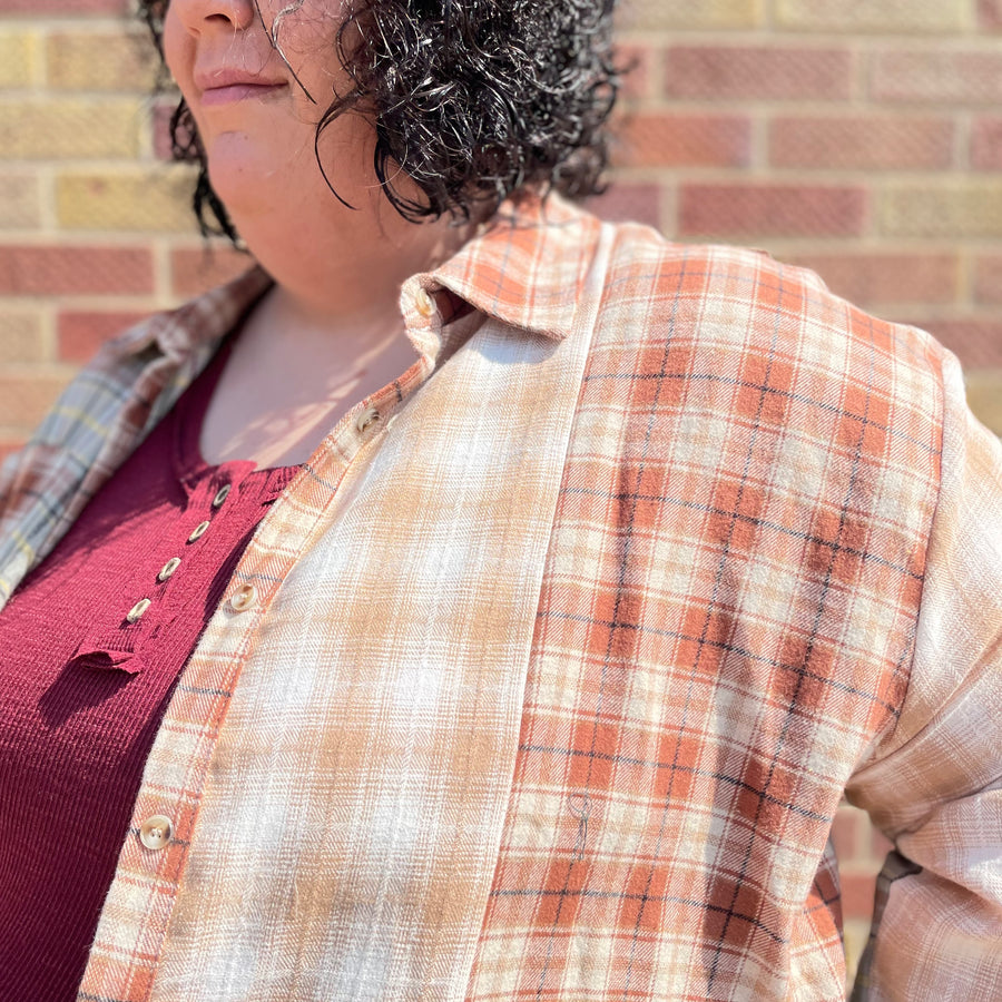 Plus Plaid Frayed Shirt