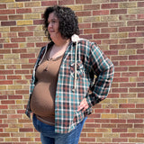 Plus Plaid Detachable Hoodie Shacket
