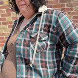 Plus Plaid Detachable Hoodie Shacket
