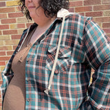 Plus Plaid Detachable Hoodie Shacket