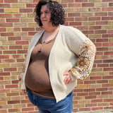 Plus Crochet Puff Sleeve Sweater Cardigan