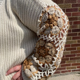 Plus Crochet Puff Sleeve Sweater Cardigan