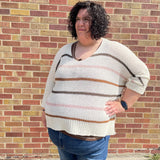 Plus Stripe Loose Fit Knit Sweater