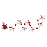 Red & Cream Wool/Felt Santa in Sleigh & Reindeer Garland on Jute 72x6”
