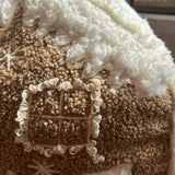 Boucle & Faux Sherpa Gingerbread House Pillow 13”