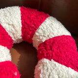 Sherpa Red & White Candy Cane Pillow 22”