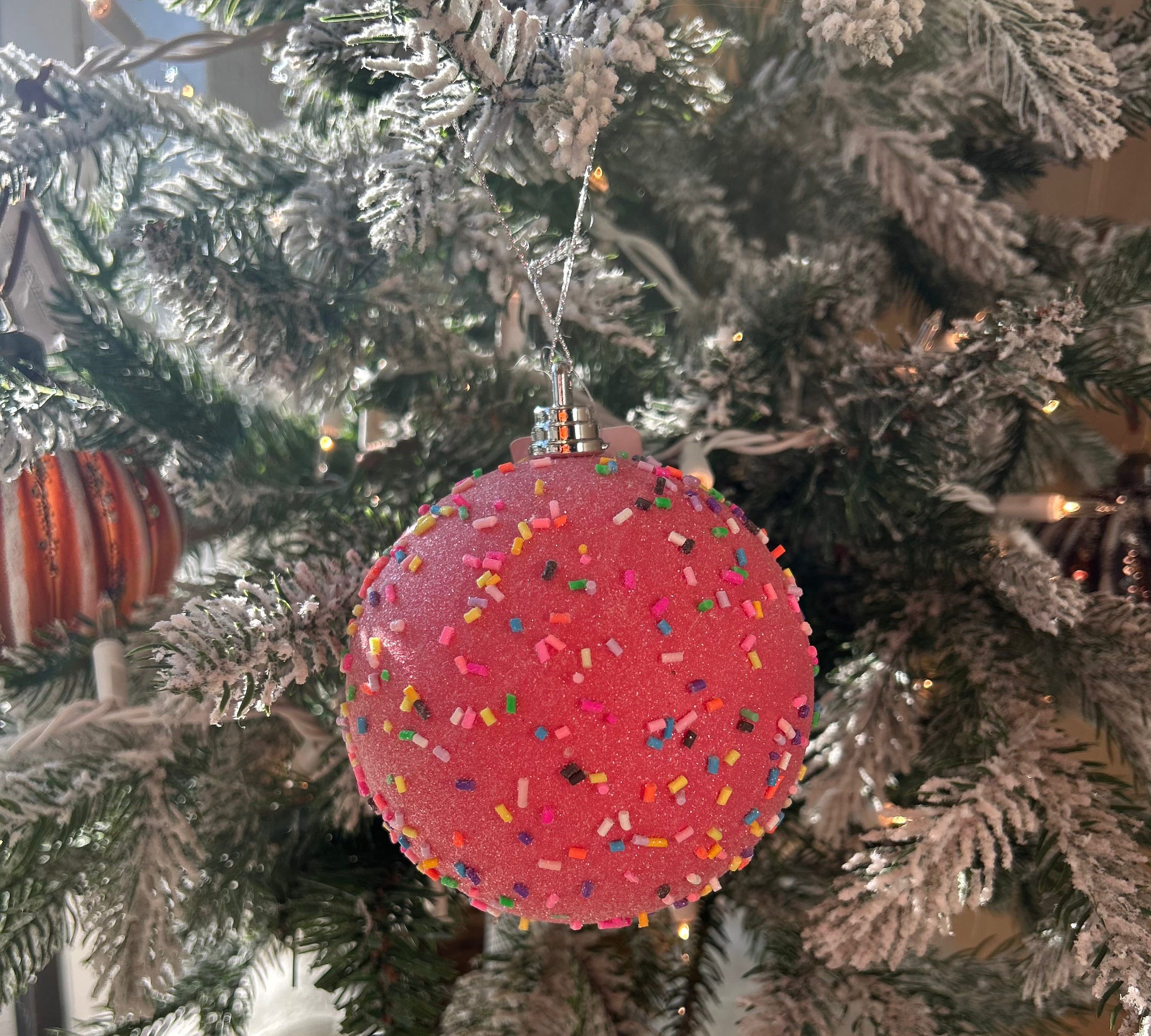 Glittery Sprinkle Ball Orn 4”