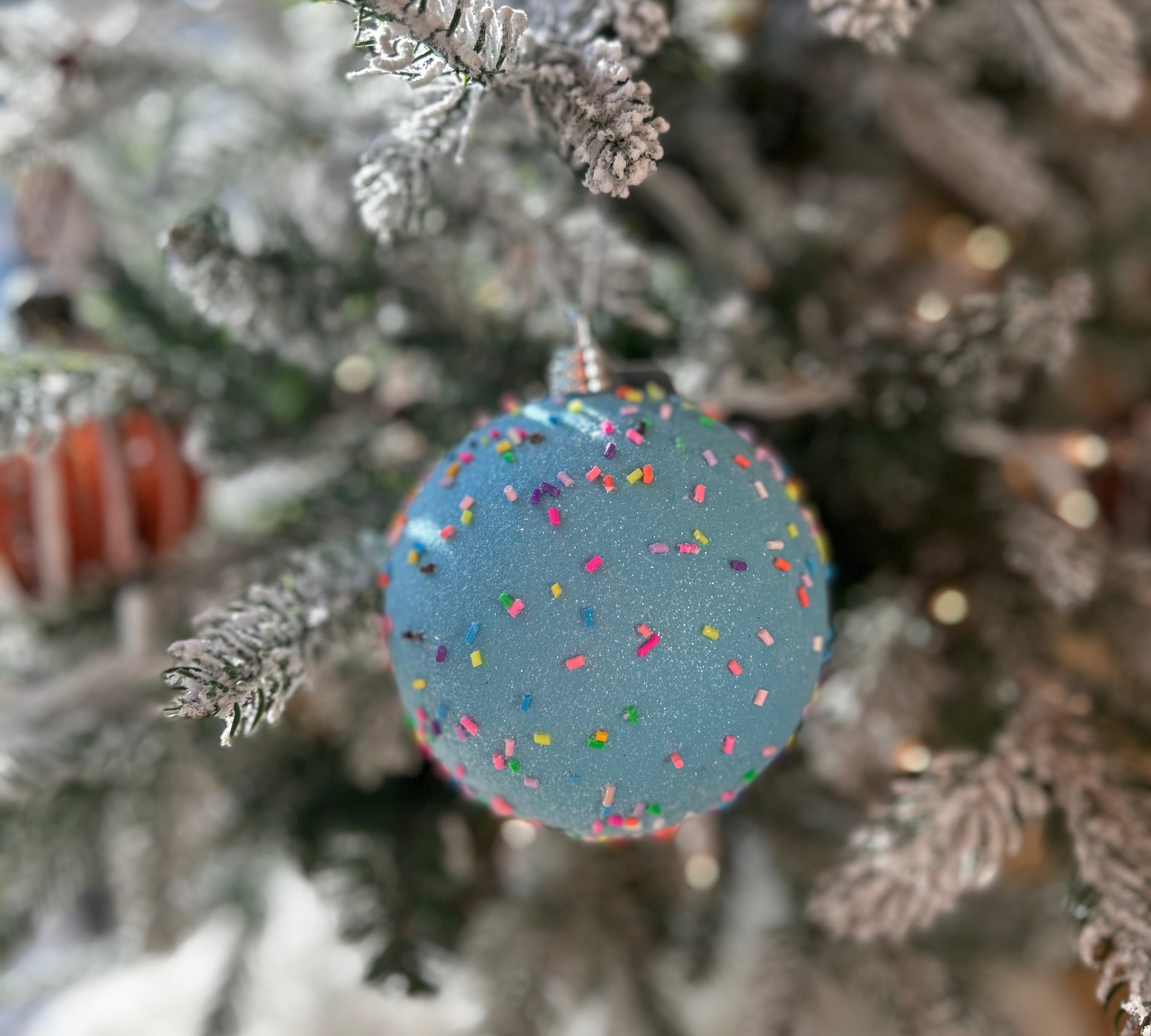 Glittery Sprinkle Ball Orn 4”