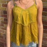 Lace Tier Mustard Cami