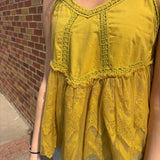 Lace Tier Mustard Cami
