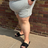 Plus Textured Striped Casual Shorts