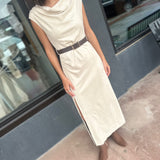 Cream Suede Dress w/Brown Belt