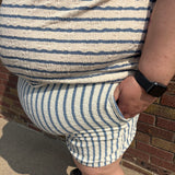 Plus Textured Striped Casual Shorts
