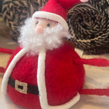 Red/White Wool Felt Sitting Santa 4.5”