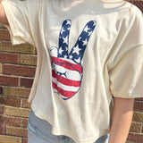 American Flag Graphic Long Crop Top