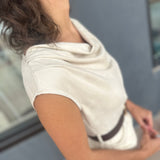 Cream Suede Dress w/Brown Belt