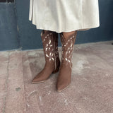 Zinnia Cocoa Laser Cut Western Boot