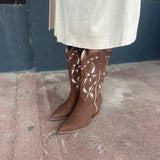 Zinnia Cocoa Laser Cut Western Boot