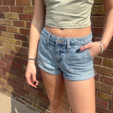 Mid Rise w/ Twisted Hem Cello Denim Shorts