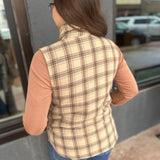 Mock Neck Plaid Puffer Vest