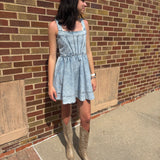 Denim Contrast Sleevless Midi Dress